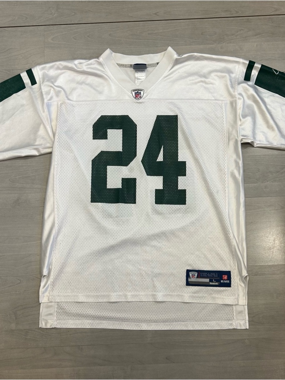 Reebok NFL New York Jets Darrelle Revis #24 Jersey Mens Large White On Field